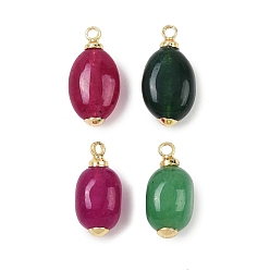 (52) Непрозрачная лаванда Крашеные натуральный белый нефрит подвески, овальные подвески с латунной фурнитурой, реальный 18 k позолоченный, без кадмия и без свинца, стойки покрытие, долговечный, разноцветные, разноцветные, 13.5~15x6.5~7.5x4~6.5 мм, отверстие : 1.4 мм