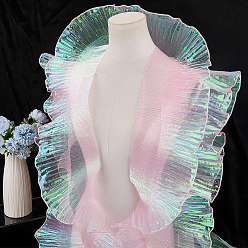 Pink 10 ярдов прозрачного полиэстера с плиссированной кружевной отделкой, кружевная лента с рюшами для аксессуаров к одежде, розовые, 5-7/8 дюйм (150 мм)