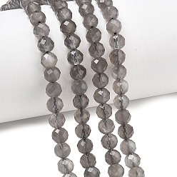 Black Moonstone Натуральный черный лунный камень бисер пряди, класс А, граненый (64 граней), круглые, 6 мм, отверстие : 1 мм, около 70 шт / нитка, 15.35'' (39 см)