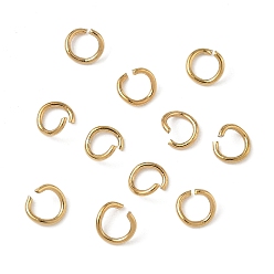 Настоящее золото 18K 304 из нержавеющей стали открыты кольца прыжок, круглые, ионное покрытие (ip), реальный 18 k позолоченный, 5x0.8 мм, внутренний диаметр: 3.5 мм