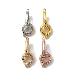 Mixed Color Rack Plating Brass Fold Over Clasps, Cadmium Free & Lead Free, Long-Lasting Plated, Oval Ring, Mixed Color, 30mm, Oval Clasp: 20.5x12x3mm, Hole: 1.5mm, Ring Clasp: 14x11.5x3.5mm