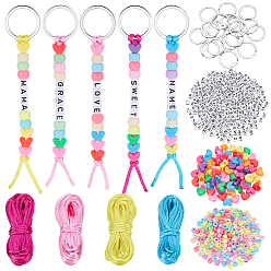 (52) Непрозрачная лаванда Сделай сам наборы для ключей, включая нейлоновые плетеные нити, акриловые бусины и железные брелоки, разноцветные, 2 мм
