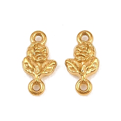 Real 18K Gold Plated 304 Stainless Steel Connector Charms, Rose Flower Links, Ion Plating(IP), Long-Lasting Plated, Real 18K Gold Plated, 10x5x2mm, Hole: 0.8mm, about 15pcs/bag