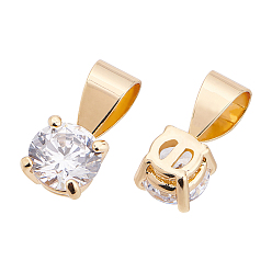 Real 18K Gold Plated Brass Cubic Zirconia Charms, Clear, Real 18K Gold Plated, 11x6x5mm, Hole: 3x5mm, 20pcs/box