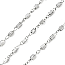Нержавеющая Сталь Цвет 304 цепи из нержавеющей стали с кубовидными звеньями, пайки, с катушкой, цвет нержавеющей стали, 5x1.5x1.5 мм и 2x1.5x0.2 мм