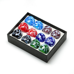 Mixed Color Handmade Lampwork Wide Band Finger Rings, Mixed Color, 16~19mm, about 12pcs/box