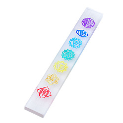 Разноцветный Чакра натуральная гипсовая скульптура витрина украшения, для медитации рейки балансировка силы викка, прямоугольные, красочный, 190~200x25~30x5~8 мм