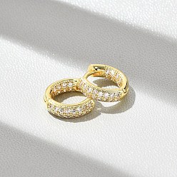 Настоящее золото 18K Латунные серьги-кольца из прозрачного кубического циркония, без свинца и без кадмия, долговечный, реальный 18 k позолоченный, 11x11.5x3 мм