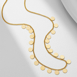 Disc Латунные подвески витые цепочки ожерелья для женщин, золотые, диск, 15.75 дюйм (40 см)