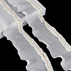 Белый Отделка из эластичного шифонового плиссированного кружева, для шитья и свадебного оформления свадьбы, белые, 3-3/4 дюйм (95 мм)