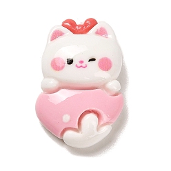 Cat Shape Непрозрачная смола декодирует кабошоны, розовые, форма кошки, 23x15.5x7 мм