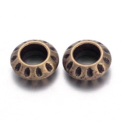 Antique Bronze Tibetan Style Alloy European Beads, Large Hole Beads, Rondelle, Antique Bronze, Lead Free & Cadmium Free & Nickel Free, 10x4mm, Hole: 5mm