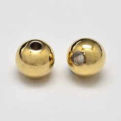 Real 18K Gold Plated Rack Plating and Vacuum Plating Brass Round Spacer Beads, Golden, 4mm, Hole: 1.5mm