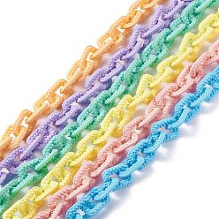 Mixed Color Opaque Spray Painted Acrylic Cable Chains, Quick Link Chains, Unwelded, Mixed Color, 35x26x7mm, about 1m/strand