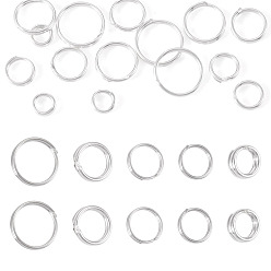 Silver 20Pcs 5 Styles 925 Sterling Silver Split Rings, Double Loops Ring, Silver, 4~8x1~2mm, Inner Diameter: 2.7~7mm, 4pcs/style