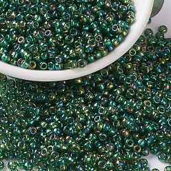(RR288) Transparent Olive Green AB MIYUKI Round Rocailles Beads, Japanese Seed Beads, 8/0, (RR288) Transparent Olive Green AB, 3mm, Hole: 1mm, about 2111~2277pcs/50g