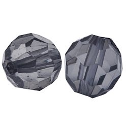 Серый Прозрачные акриловые бусины, граненые круглые, серые, диаметром около 12 мм , отверстие : 2 мм, Около 568 шт / 500 г