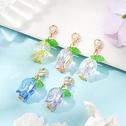 Золотой Тюльпан акриловые подвесные украшения, Застежки-когти из сплава омара, подвески для украшений сумок, золотые, 32 мм