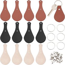 (52) Непрозрачная лаванда Сделай сам наборы для ключей, включая пустые кожаные этикетки для одежды с заклепками, железный сплит кольцо для ключей, разноцветные, кольцо для ключей: 12шт/пакет