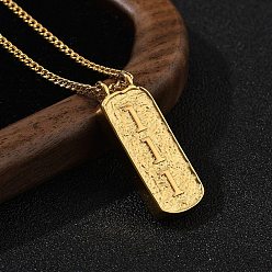 Number 304 ожерелья с прямоугольными цифрами из нержавеющей стали, реальный 18 k позолоченный, число 1, 16.14 дюйм (41 см)