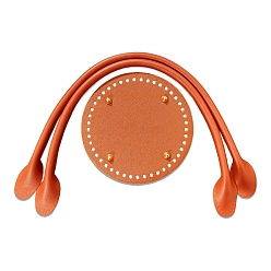 Сэнди Коричневый Pu кожа вязание крючком круглые сумки дно и ручки сумки, песчаный коричневый, внизу: 150 мм