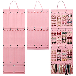 Pink 2pcs 2 styles feutre grande capacité pinces à cheveux cintres de rangement, présentoirs muraux pour accessoires pour cheveux d'enfants, rectangle, rose, 66~105x35x0.4~0.7 cm, 1 pc / style