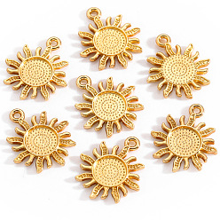 Light Gold Сеттинги для кулона(кабошонов), сплав, солнце, золотой свет, лоток : 8 мм, 20.5x18x1.5 мм, отверстие : 2 мм