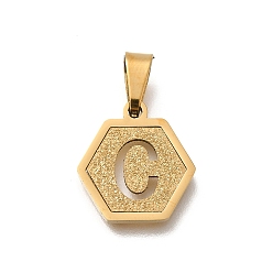 Letter C 304 прелести нержавеющей стали, реальный 18 k позолоченный, шестиугольник с подвеской в виде буквы, буква С, 15x14x1.5 мм, отверстие : 3x5.5 мм