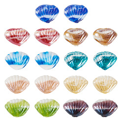 (52) Непрозрачная лаванда 18 шт 9 цвета бусины лэмпворк ручной работы, формы раковины, жемчужные, разноцветные, 15.5~17.5x22~23.5x9.5~11 мм, отверстие : 1.5~2.5 мм, 2 шт / цвет