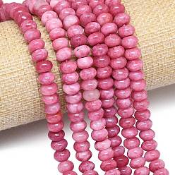 Фламинго Натуральный Malaysia нефритовые бусы пряди, окрашенная и подогревом, рондель, фламинго, 8~8.5x4.5~5.5 мм, отверстие : 0.9~1 мм, около 74~76 шт / нитка, 15.08''~15.35'' (38.3~39 см)