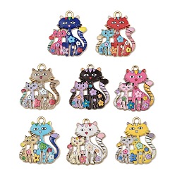 (52) Непрозрачная лаванда Подвески из эмали и сплава, форма кошки, разноцветные, 25x21x1.5 мм, отверстие : 2.5 мм