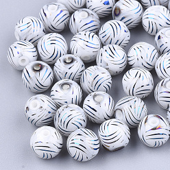 Синий Гальванические стеклянные бусины, круглые, синие, 8~8.5 мм, отверстие : 1.5 мм