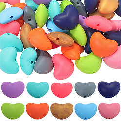(52) Непрозрачная лаванда 60 шт. 10 цветные экологически чистые силиконовые шарики для пищевых продуктов, сердце, разноцветные, 20x19 мм, 6 шт / цвет