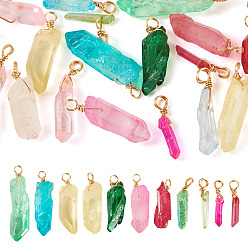 (52) Непрозрачная лаванда 20подвески из натурального окрашенного кварца, с медной проволокой, золотой свет, разноцветные, 22.7~39.7 мм, отверстие : 2.8 мм