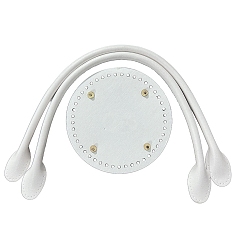 Белый Pu кожа вязание крючком круглые сумки дно и ручки сумки, белые, внизу: 150 мм