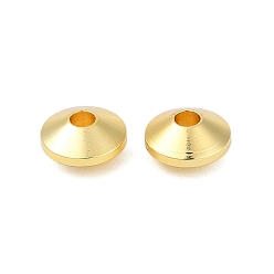 Золотой Латунные бусины, долговечный, стойки покрытие, плоско-круглые, золотые, 6.5x3.5 мм, отверстие : 1.8 мм