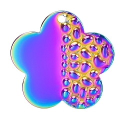 Rainbow Color 304 подвески из нержавеющей стали, цветочный шарм, Радуга цветов, 23x24x1 мм, отверстие : 1.8 мм