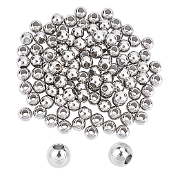 Edelstahl Farbe Runde 304 Edelstahlkugeln, Edelstahl Farbe, 8x6.5 mm, Bohrung: 3.5 mm, 100 Stück / Karton