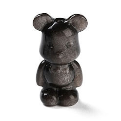 Silver Sheen Obsidian Подвески из натурального серебристого обсидиана, нести прелести, 32x18x15 мм, отверстие : 1.4~1.5 мм