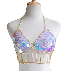 Золотой Сиреневый акриловый чешуйчатый сплав пайеток кисточка цепь сексуальная грудь тела цепи для пляжной вечеринки, золотые, 920 мм