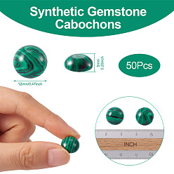 Malachite Synthetic Malachite Cabochons, Dyed, Half Round/Dome, 12x5mm