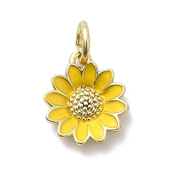 Желтый Латунь эмаль подвески, , стойки покрытие, долговечный, без кадмия и без свинца, реальный 18 k позолоченный, с целью перехода в кольце, желтые, 11.5x9.5x2.5 мм, отверстие : 3 мм