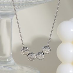Серебро 304 Женские ожерелья с подвеской в виде любовного письма из нержавеющей стали, серебряные, 15.75 дюйм (40 см)