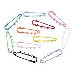 Mixed Color Spray Paint Iron Brooch Findings, 3-Holes Kilt Pins for Lapel Pins Makings, Mixed Color, 18x61x5mm, Hole: 1.7mm