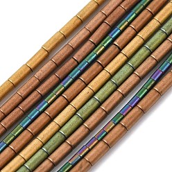 (52) Непрозрачная лаванда Гальванические нити из синтетических немагнитных гематитовых бусин, колонка, матовые, разноцветные, 2~4x1.5~2 мм, отверстие : 0.6 мм, около 99~197 шт / нитка, 15.75''~15.94'' (40~40.5 см)