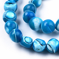 Deep Sky Blue Natural Trochid Shell/Trochus Shell Beads Strands, Dyed, Nuggets, Deep Sky Blue, 7~12x5~10x4~8mm, Hole: 1mm, about 60~64pcs/strand, 15.16 inch~15.75 inch(38.5~40cm)