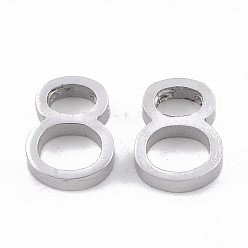 Number Tarnish Resistant 304 Stainless Steel Pendants, Number, Stainless Steel Color, Num.8, 13x10x3mm, Hole: 1.8mm