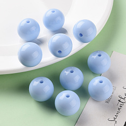 Light Sky Blue Opaque Acrylic Beads, Round, Light Sky Blue, 20x19mm, Hole: 3mm, about 111pcs/500g