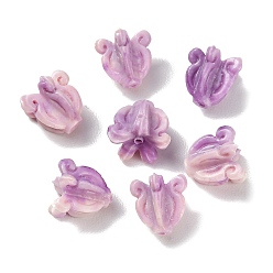 Орхидея Резные бусины из синтетического коралла, окрашенные, цветок, сиреневые, 11.5~12.5x12 мм, отверстие : 1.2~1.4 мм