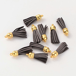 Шифер Серый Замша кистями, с пластиковыми выводами ccb, хороший для DIY серьги или сотовый телефон делает ремни, золотые, шифер серый, 38x10 мм, отверстие : 2 мм